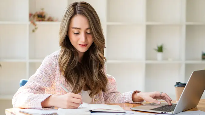 Woman sitting at her desk